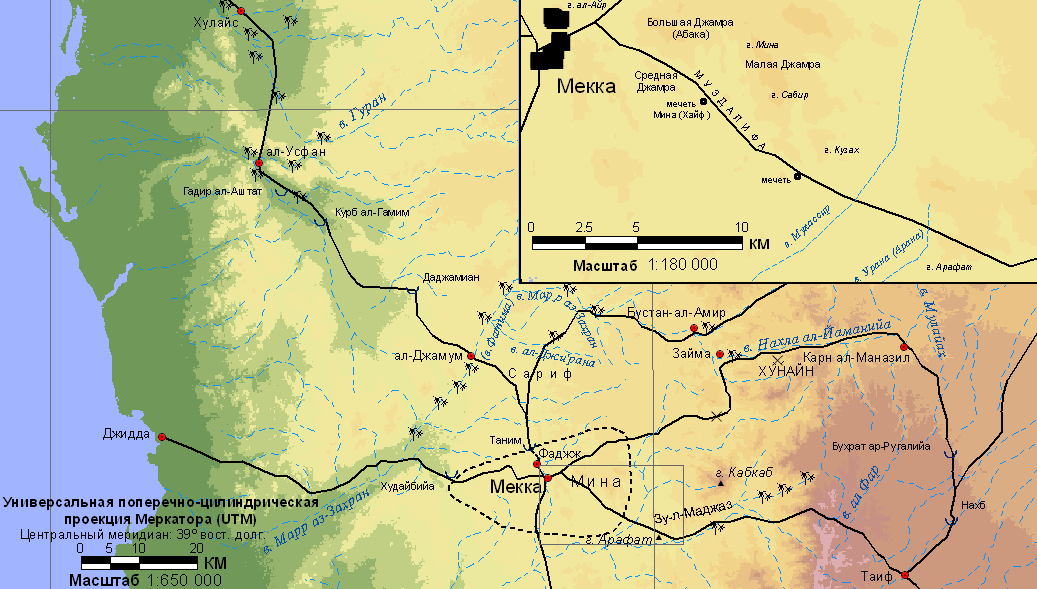 Район Мекки в начале  VII в. (72,7 Kbytes)